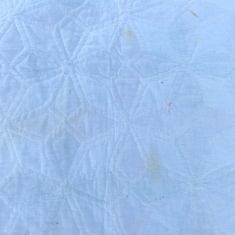 Vintage Handmade Patchwork Quilt Star‎ Geometric Orange Brown Calico 70s Retro - Picture 11 of 15